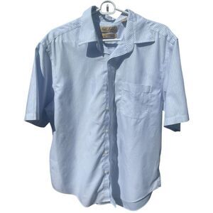 Men’s Roundtree & York Gold Label Blue Short Sleeve Button Shirt Size Large